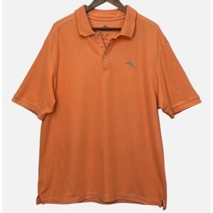 Tommy Bahama Mens Size XL Orange Supima Cotton Blend Short Sleeve Polo Shirt